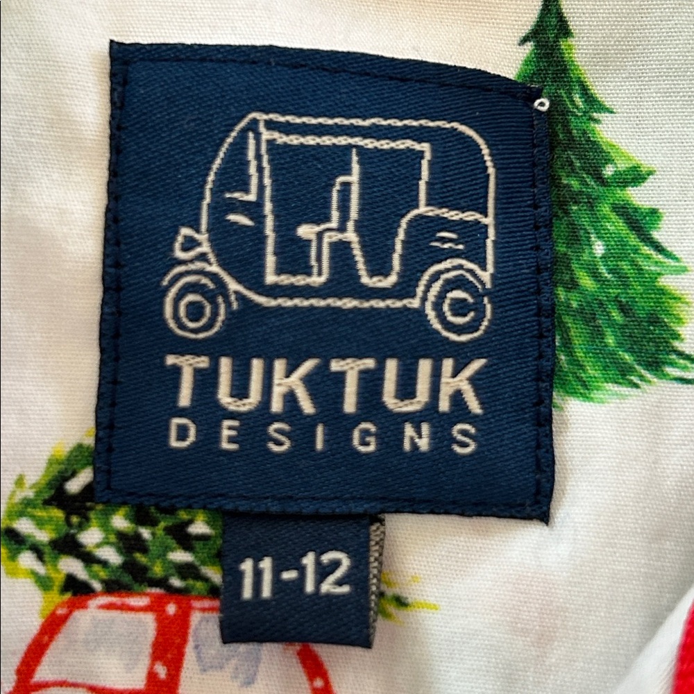 Tuk-Tuk Designs "Bringing Home the Tree" Shirt Sz 11-12 w MEASUREMENTS Xmas - Picture 2 of 15